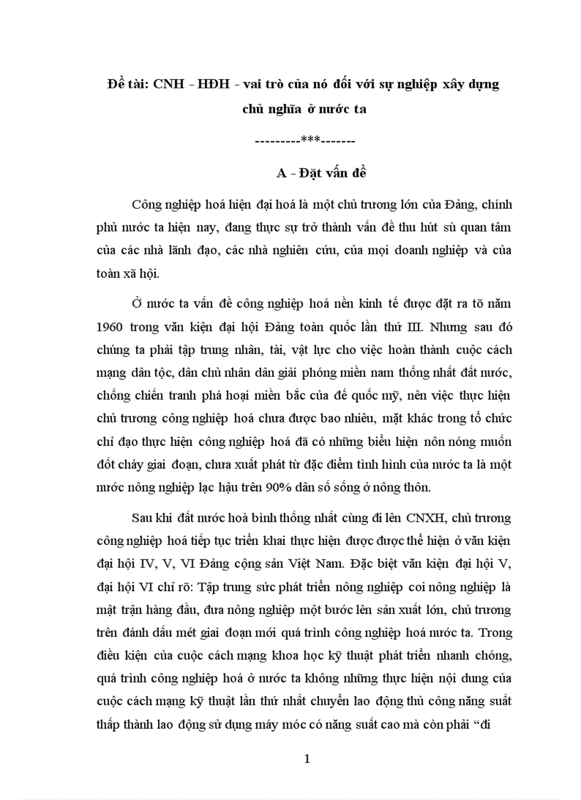 CNH HĐH vai trò của nó đối với sự nghiệp xây dựng chủ nghĩa ở nước ta 1