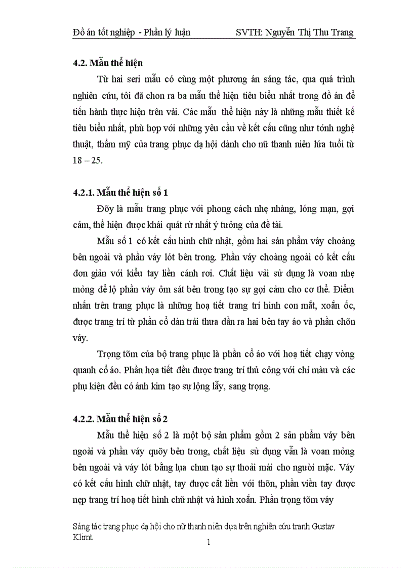 image for page Thiết kế trang phục dạ hội cho nữ thanh niên dựa trên nghiên cứu trang phục của Gustav Klimt