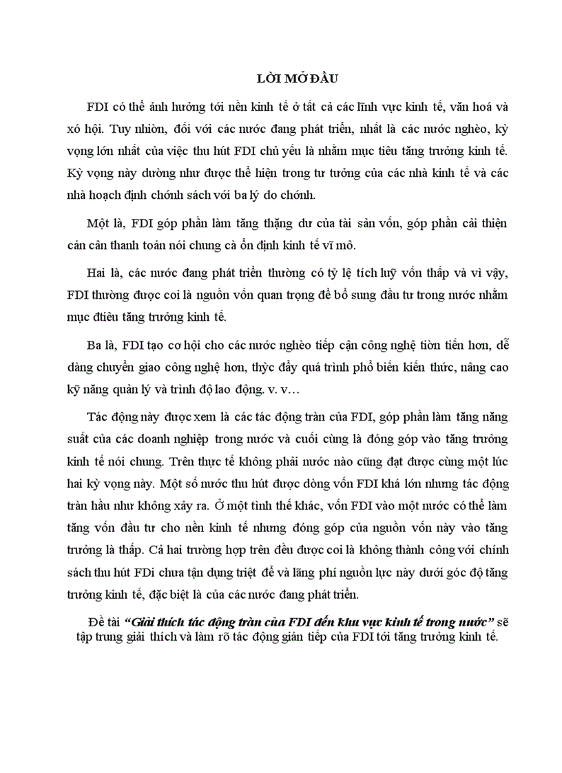 Giải thích tác động tràn của FDI đến khu vực kinh tế trong nước 1