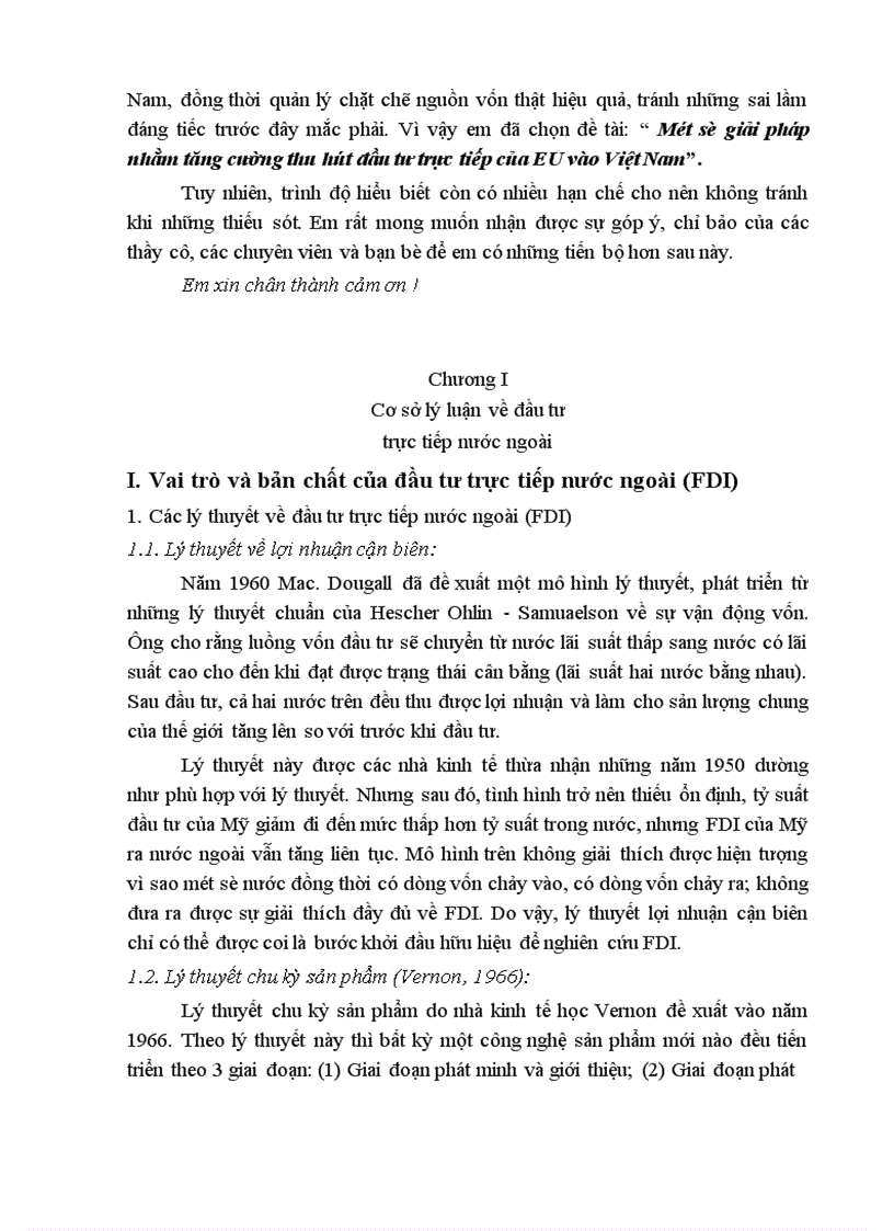 Một số giải pháp nhằm tăng cường thu hút đầu tư trực tiếp của EU vào Việt Nam 1