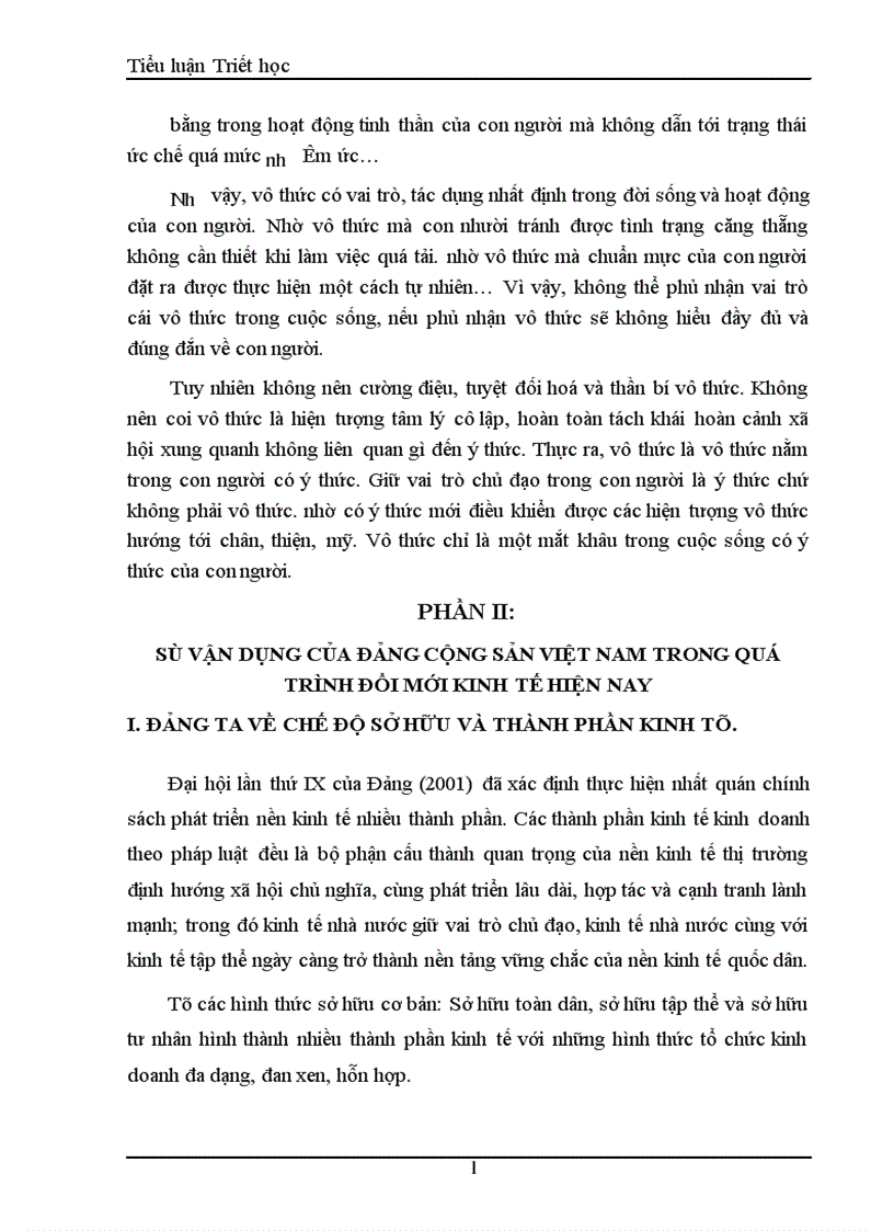 image for page Vai trò của ý thức trong đời sống xã hội và sự vận dụng của Đảng Cộng Sản Việt Nam trong quá trình đổi mới kinh tế hiện nay 1
