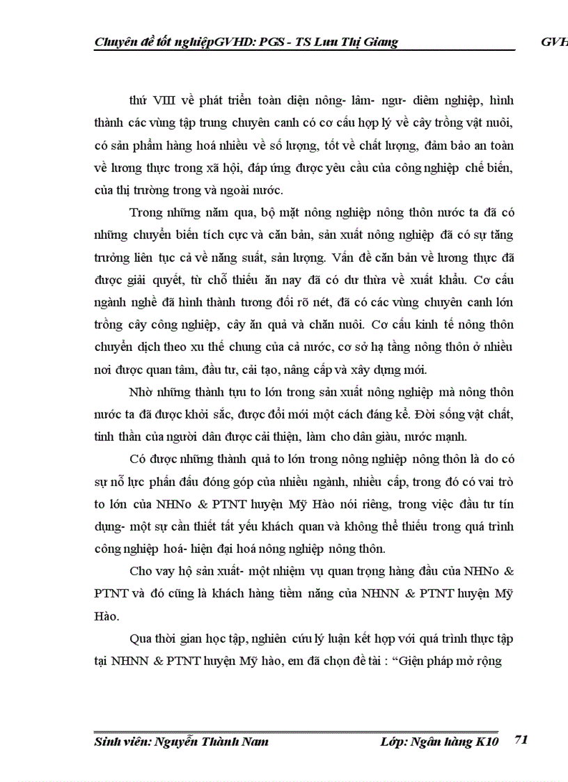 image for page Giải pháp mở rộng cho vayi hộ sản xuất tại NHNo PTNT huyện Mỹ Hào