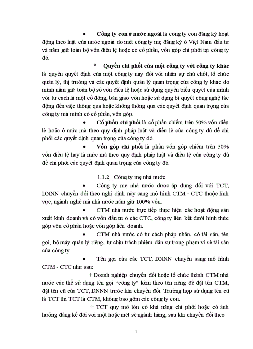 image for page Khả năng vận dụng mô hình công ty mẹ công ty con trong nền kinh tế Việt Nam