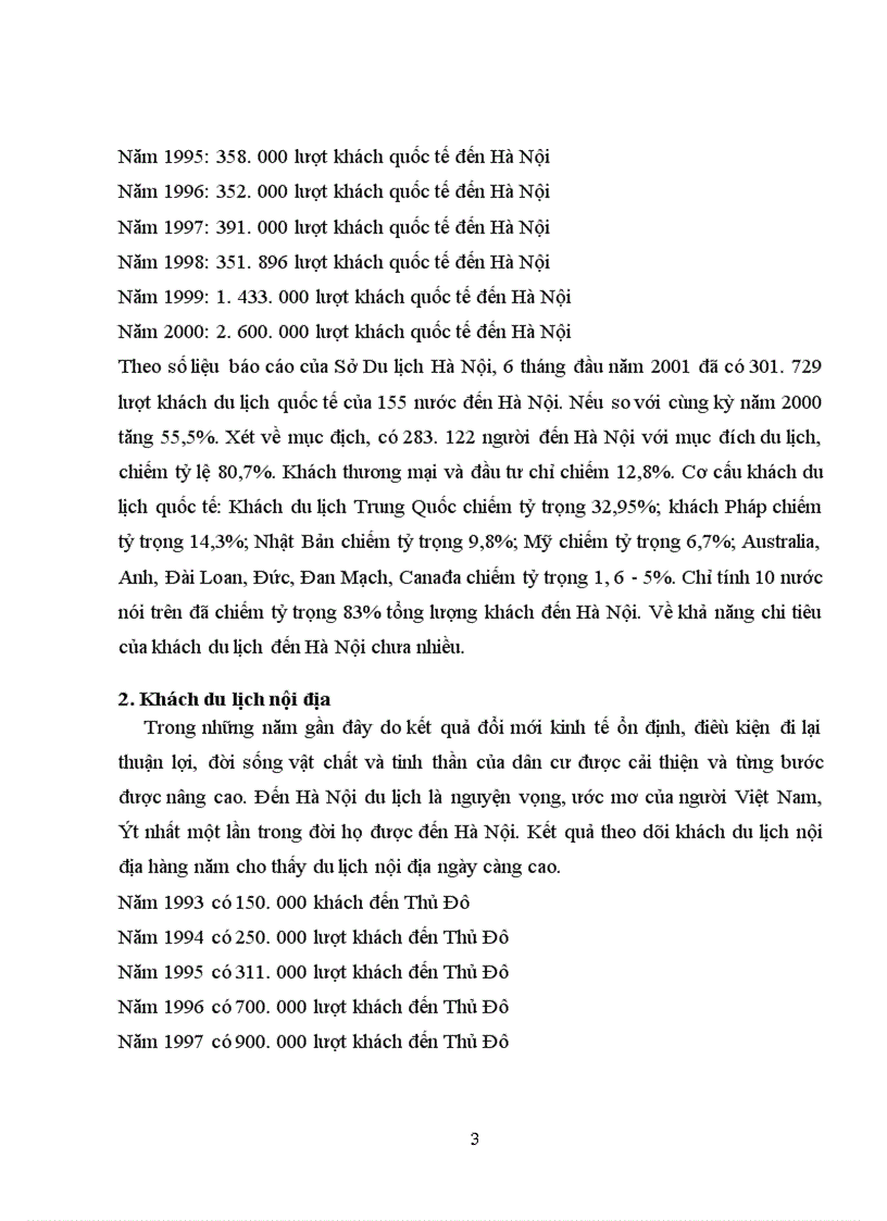 Những giải pháp phát triển du lịch Hà Nội giai đoạn từ nay đến năm 2010