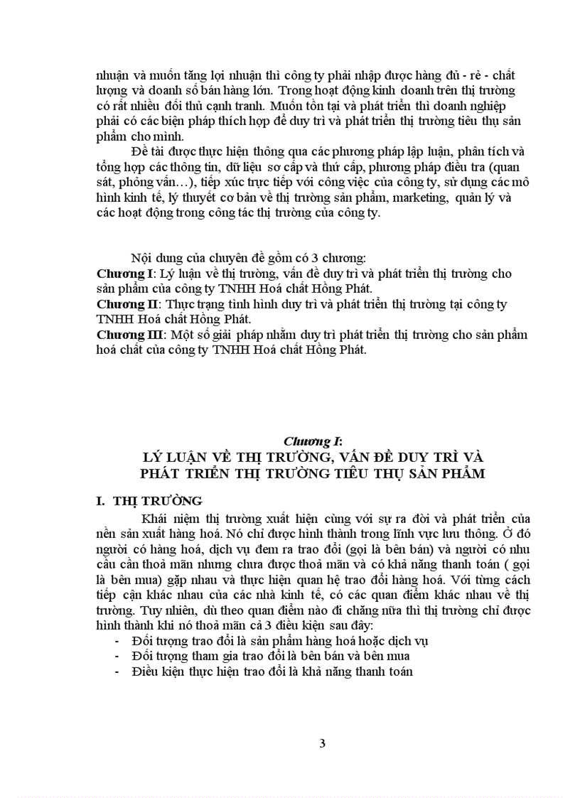Một số giải pháp nhằm duy trì và phát triển thị trường tiêu thụ sản phẩm của công ty TNHH Hoá chất Hồng Phát