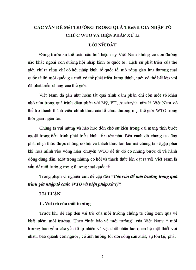 image for page Các vấn đề môi trường trong quá trình gia nhập tổ chức WTO và biện pháp xử lý 1