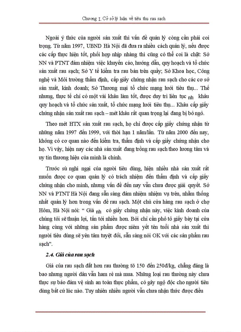 image for page Tình hình tiêu thụ rau sạch trên địa bàn hà nội 1