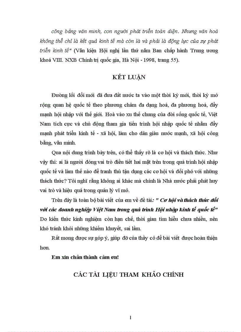 image for page Cơ hội và thách thức đối với các doanh nghiệp Việt Nam trong quá trình hội nhập kinh tế quốc tế 1