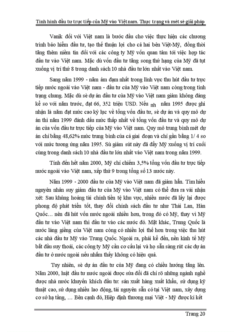image for page Tình hình đầu tư trực tiếp của Mỹ vào Việt nam Thực trạng và một số giải pháp 1