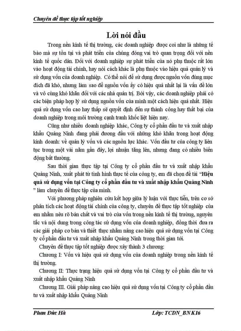 image for page Nâng cao hiệu quả sử dụng vốn tại Công ty cổ phần đầu tư và xuất nhập khẩu Quảng Ninh 1