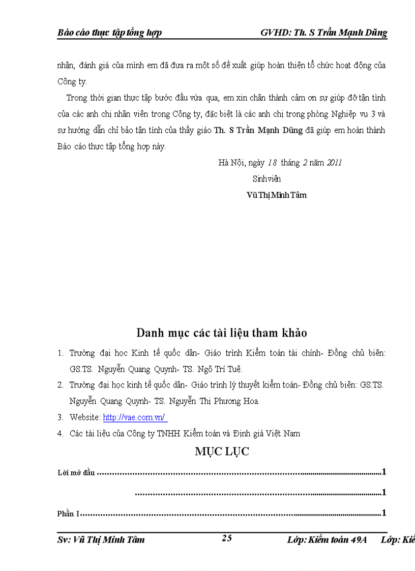image for page Báo cáo thực tập tại Công ty TNHH Kiểm toán và Định giá Việt Nam