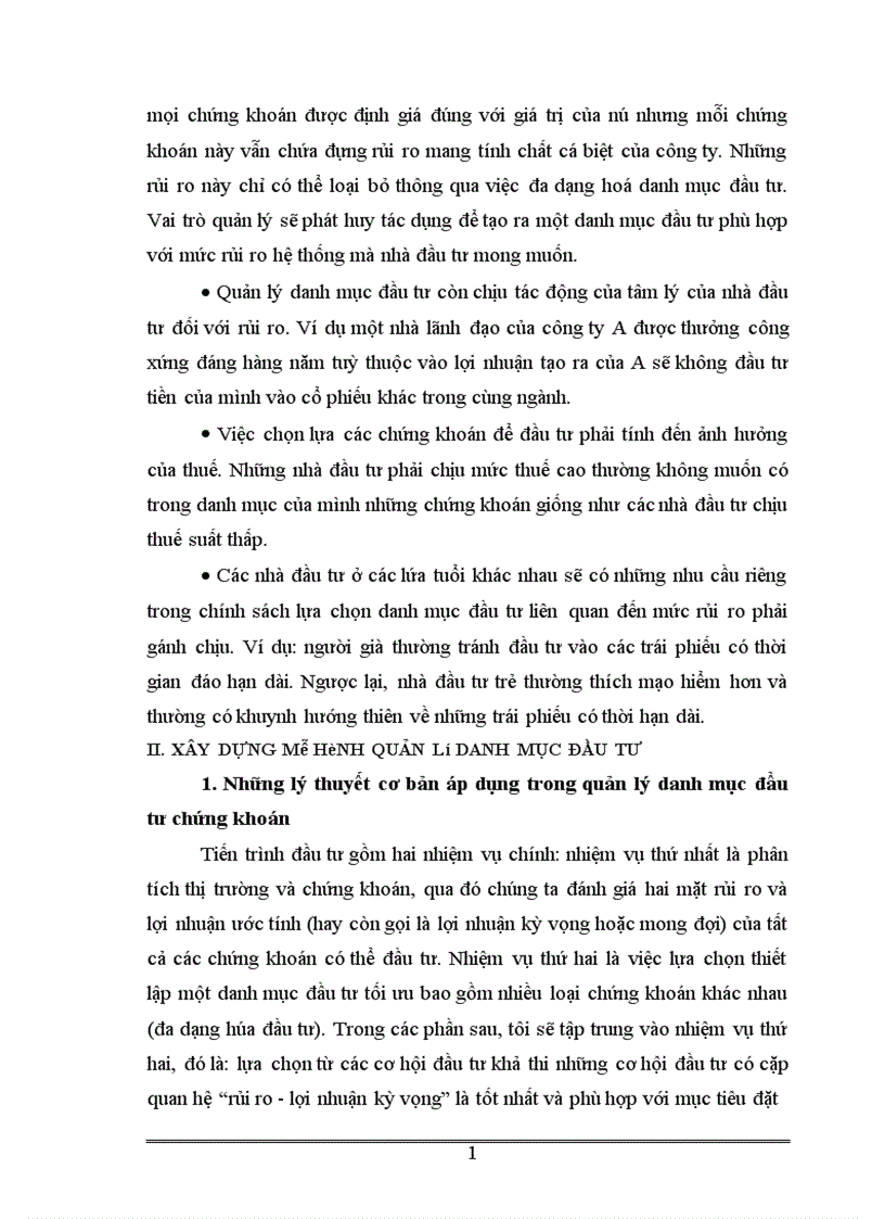 image for page Áp dụng các công cụ toán tài chính vào việc quản lý danh mục đầu tư và ứng dụng trong thị trường chứng khoán Việt Nam