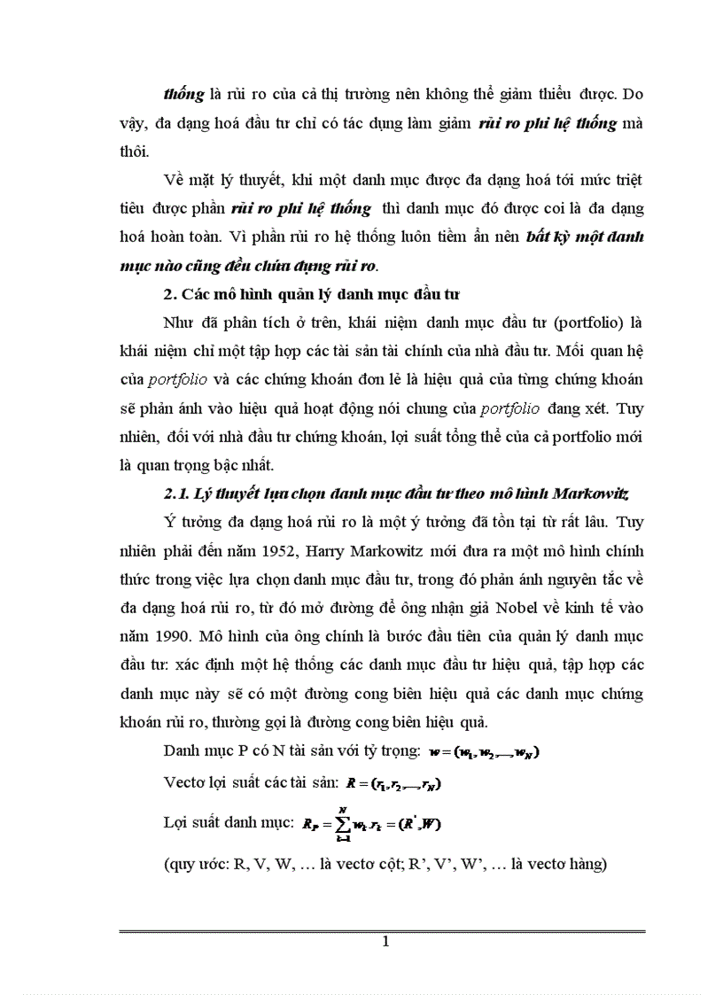 image for page Áp dụng các công cụ toán tài chính vào việc quản lý danh mục đầu tư và ứng dụng trong thị trường chứng khoán Việt Nam