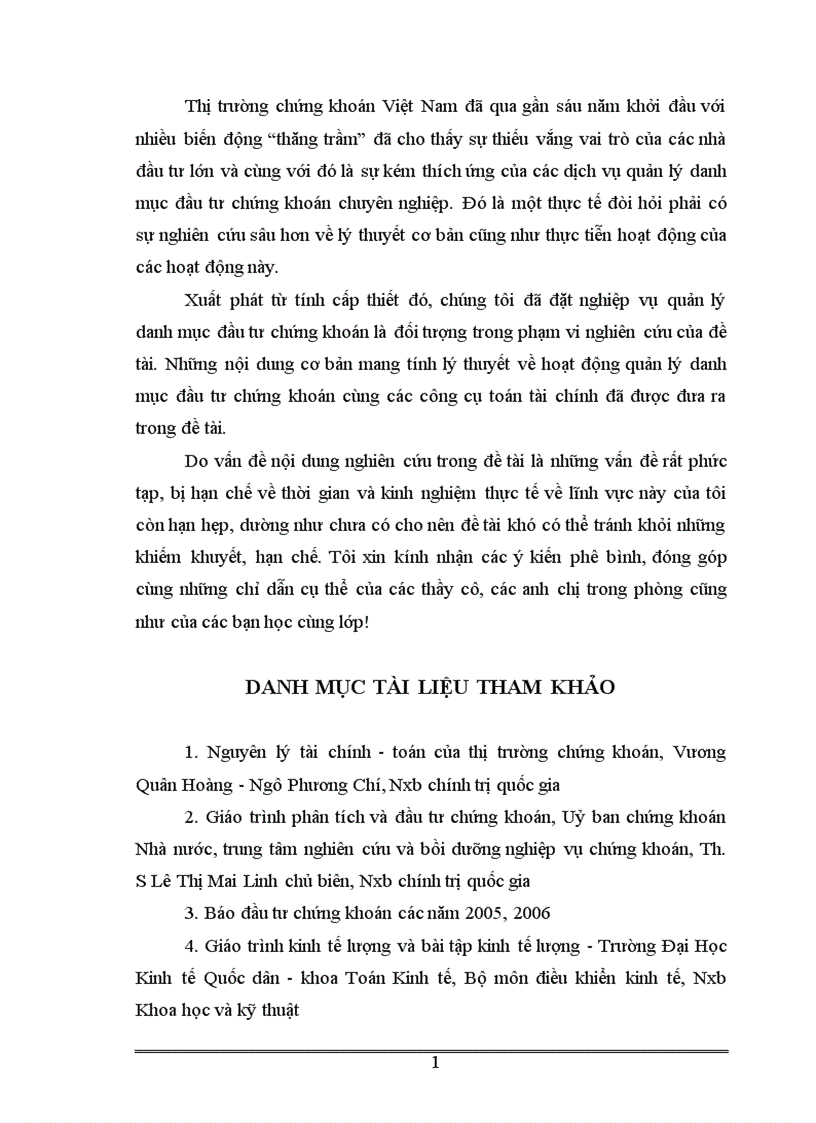 image for page Áp dụng các công cụ toán tài chính vào việc quản lý danh mục đầu tư và ứng dụng trong thị trường chứng khoán Việt Nam