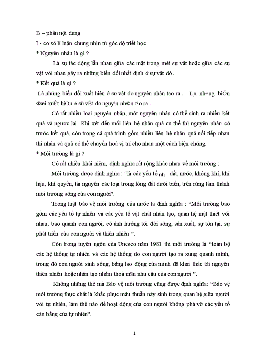 image for page Vận dụng cặp phạm trù Nguyên nhân kết quả để giải thích thực trạng môi trường ở Việt Nam