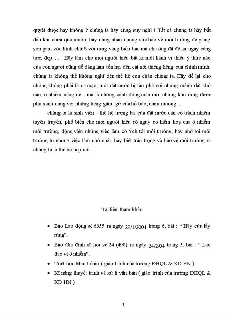 image for page Vận dụng cặp phạm trù Nguyên nhân kết quả để giải thích thực trạng môi trường ở Việt Nam