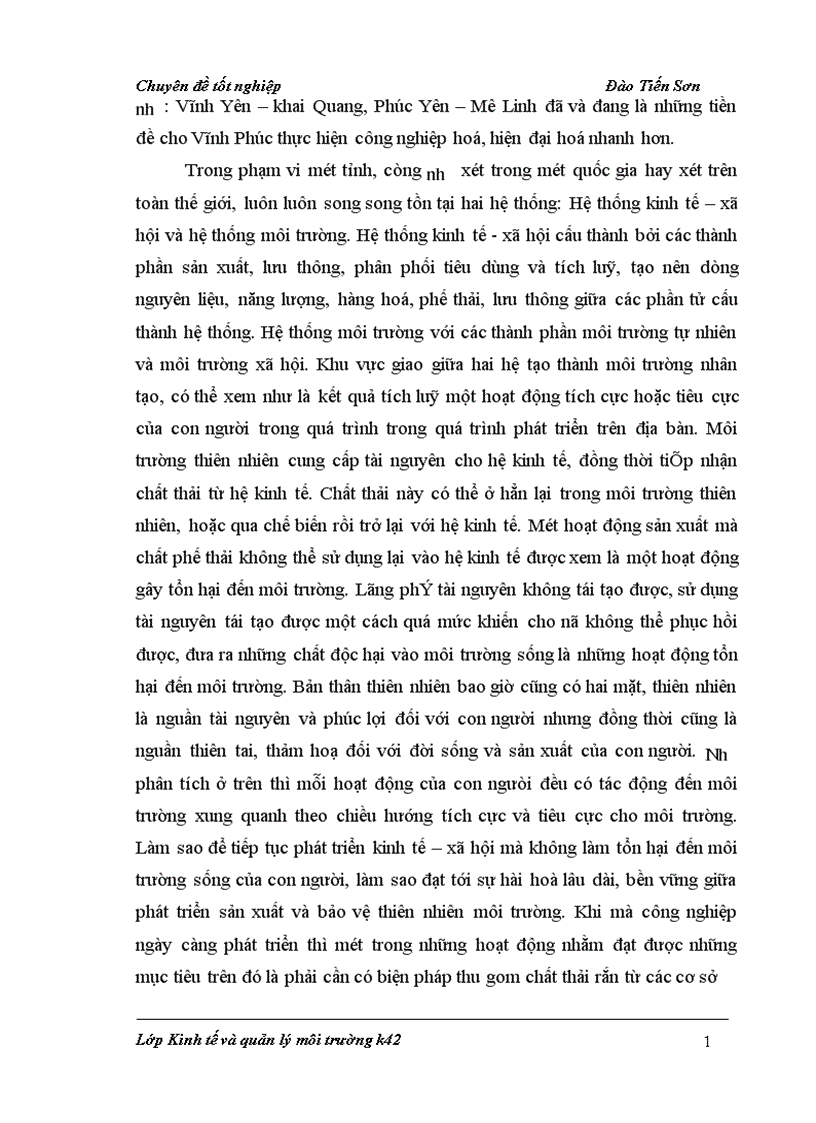 image for page Phân tích chi phí lợi ích của việc thu gom chất thải rắn ở các cơ sở sản xuất kinh doanh trên địa bàn tỉnh Vĩnh Phúc