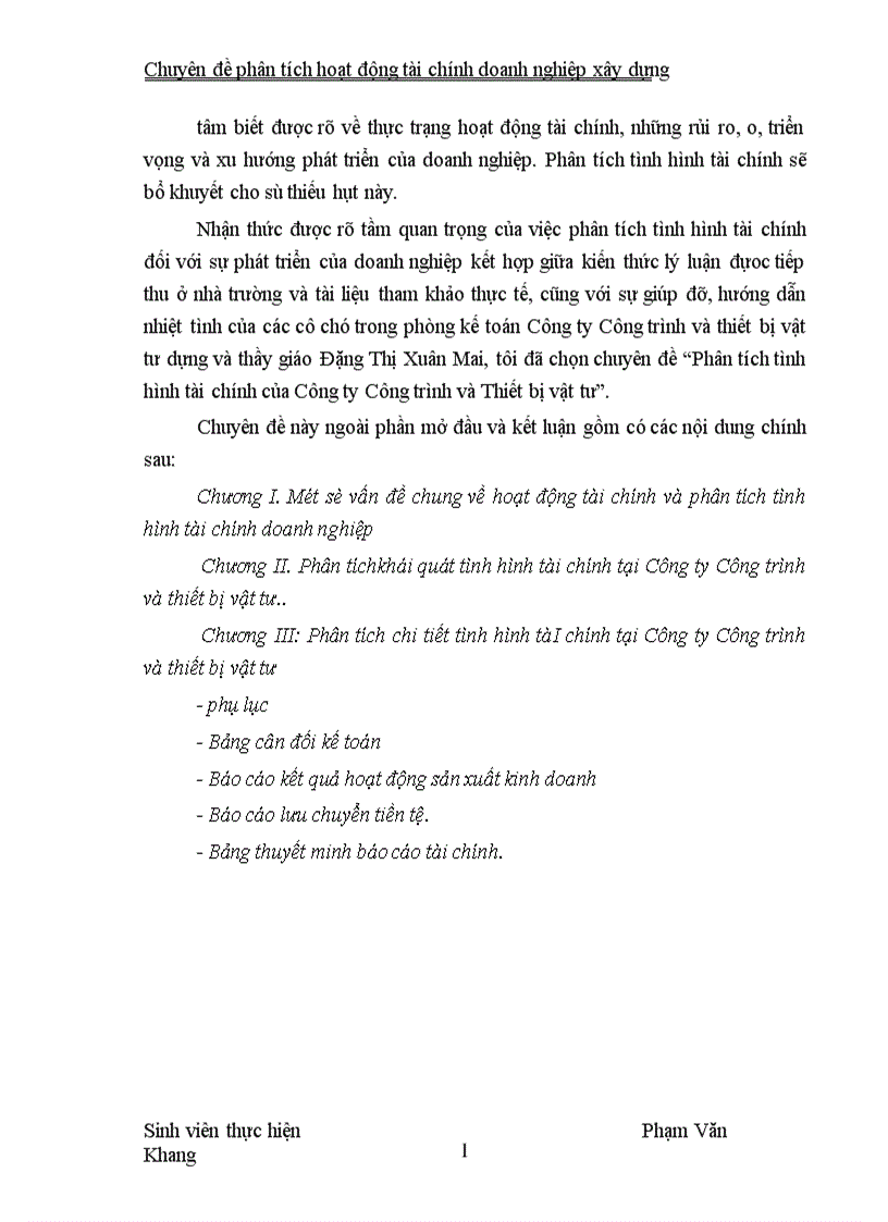 image for page Phân tích tình hình tài chính của Công ty Công trình và Thiết bị vật tư 1