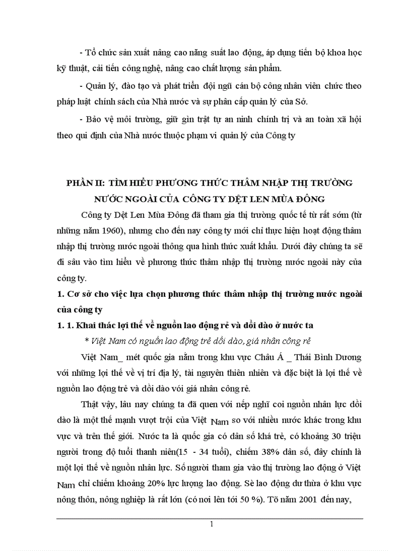 image for page Phương thức thâm nhập thị trường nước ngoài của công ty Dệt Len Mùa Đông và một số bài học kinh nghiệm