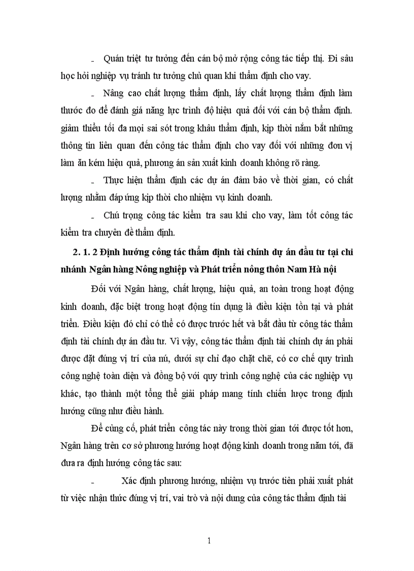 image for page Hoạt động thẩm định và giải pháp nâng cao hiệu quả thẩm định tại Chi nhánh Ngân hàng Nông nghiệp và Phát triển nông thôn Nam Hà Nội 1
