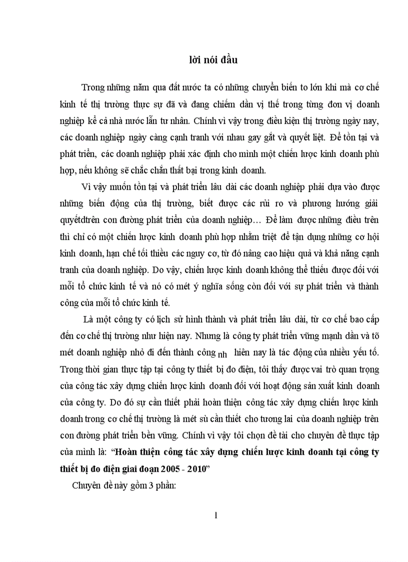 Hoàn thiện công tác xây dựng chiến lược kinh doanh tại công ty thiết bị đo điện giai đoạn 2005 2010 1