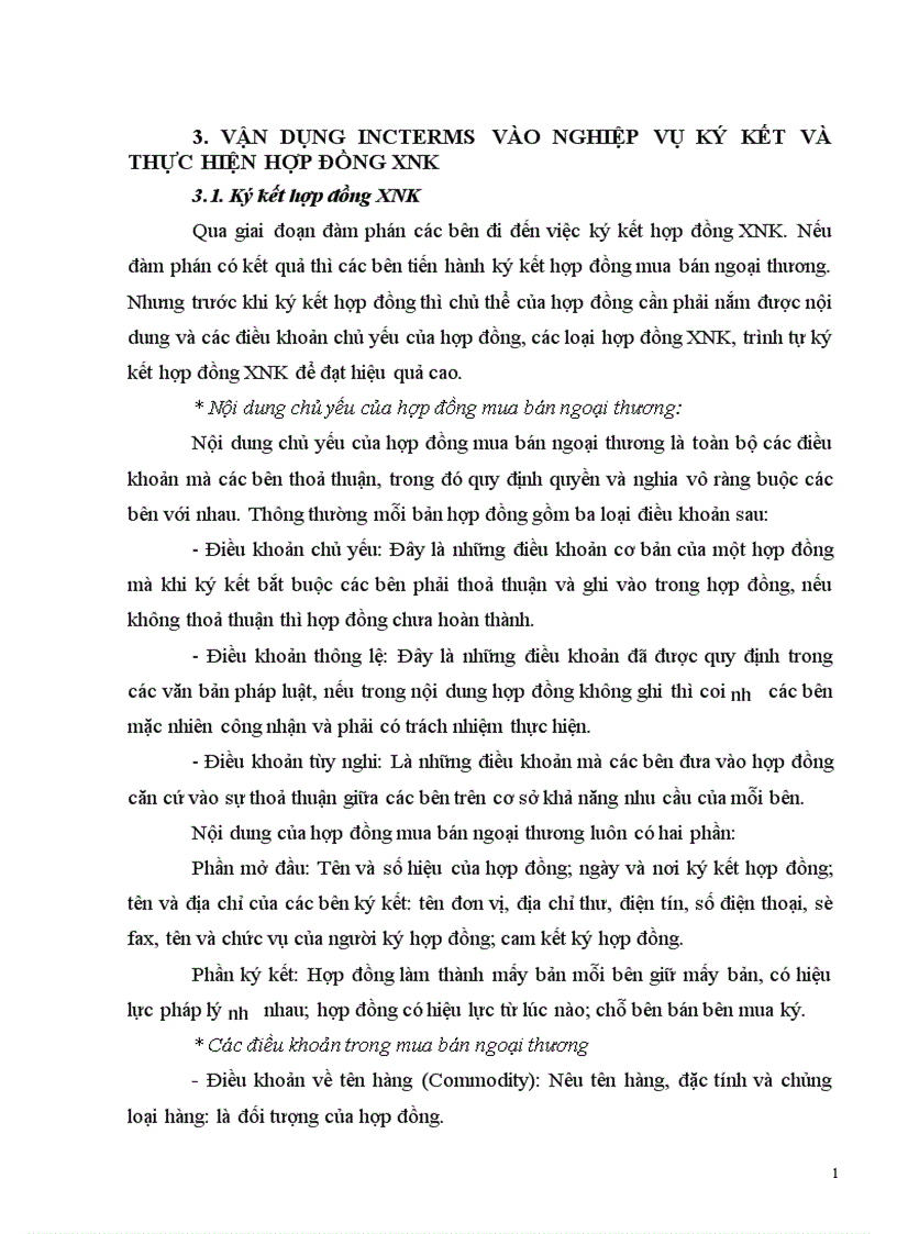 Những vấn đề đặt ra trong việc vận dụng Incorterms vào ký kết và thực hiện hợp đồng xuất nhập khẩu