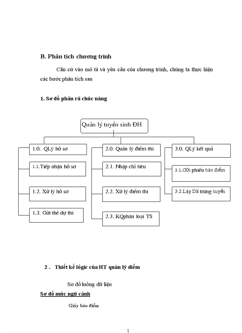 image for page Thiết kế lôgic của HT quản lý điểm