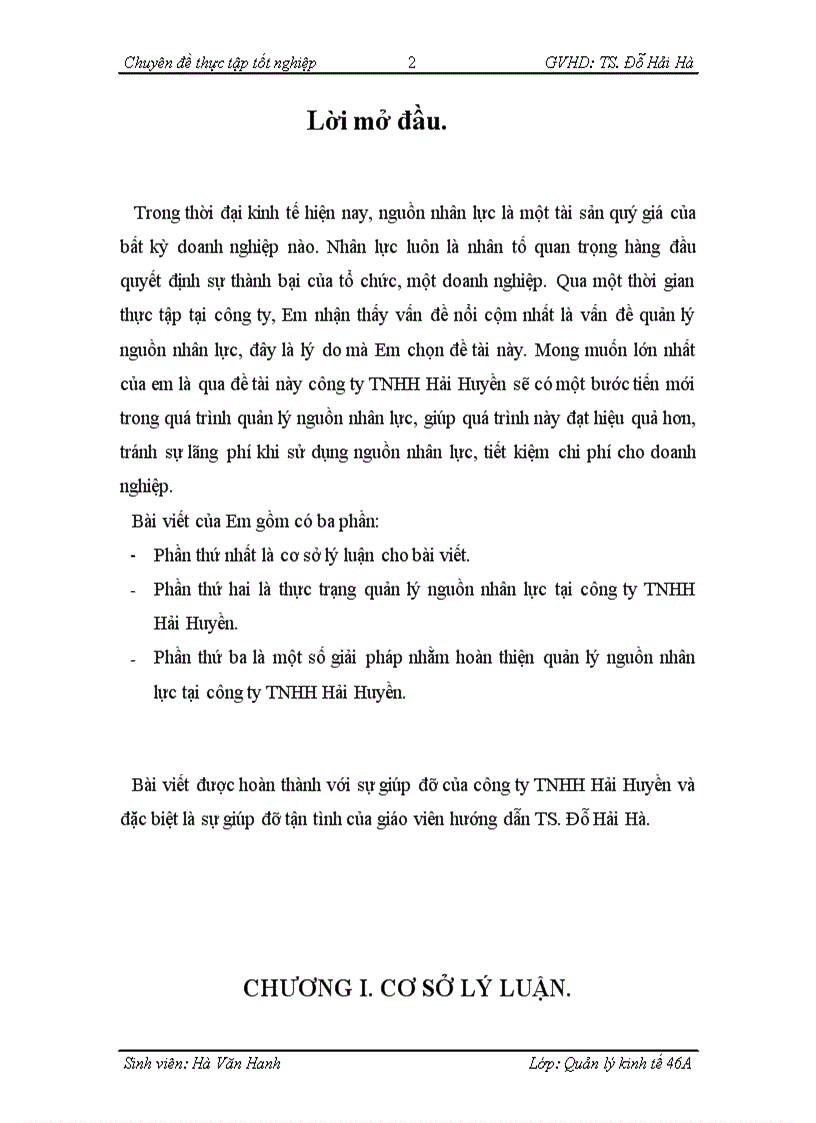 image for page Một số giải pháp nhằm hoàn thiện quản lý nguồn nhân lực tại công ty TNHH Hải Huyền 1