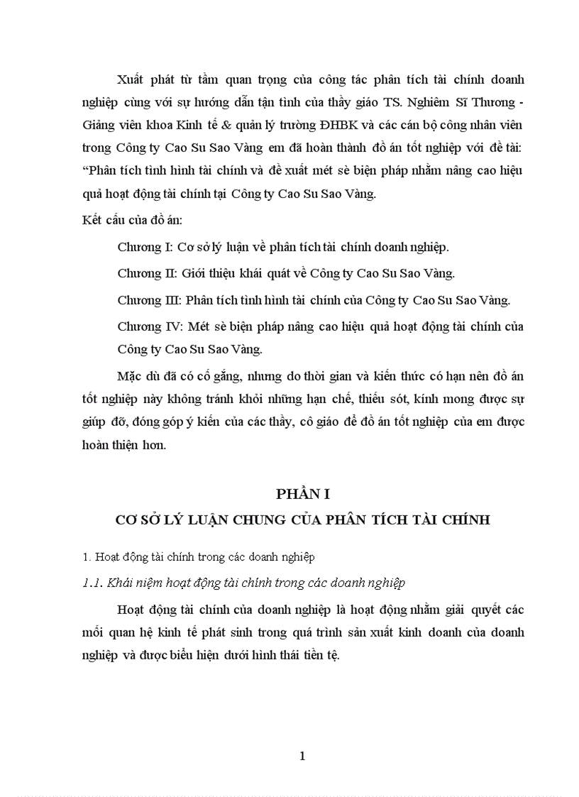 image for page Phân tích tình hình tài chính và đề xuất một số biện pháp nhằm nâng cao hiệu quả hoạt động tài chính tại Công ty Cao Su Sao Vàng 1