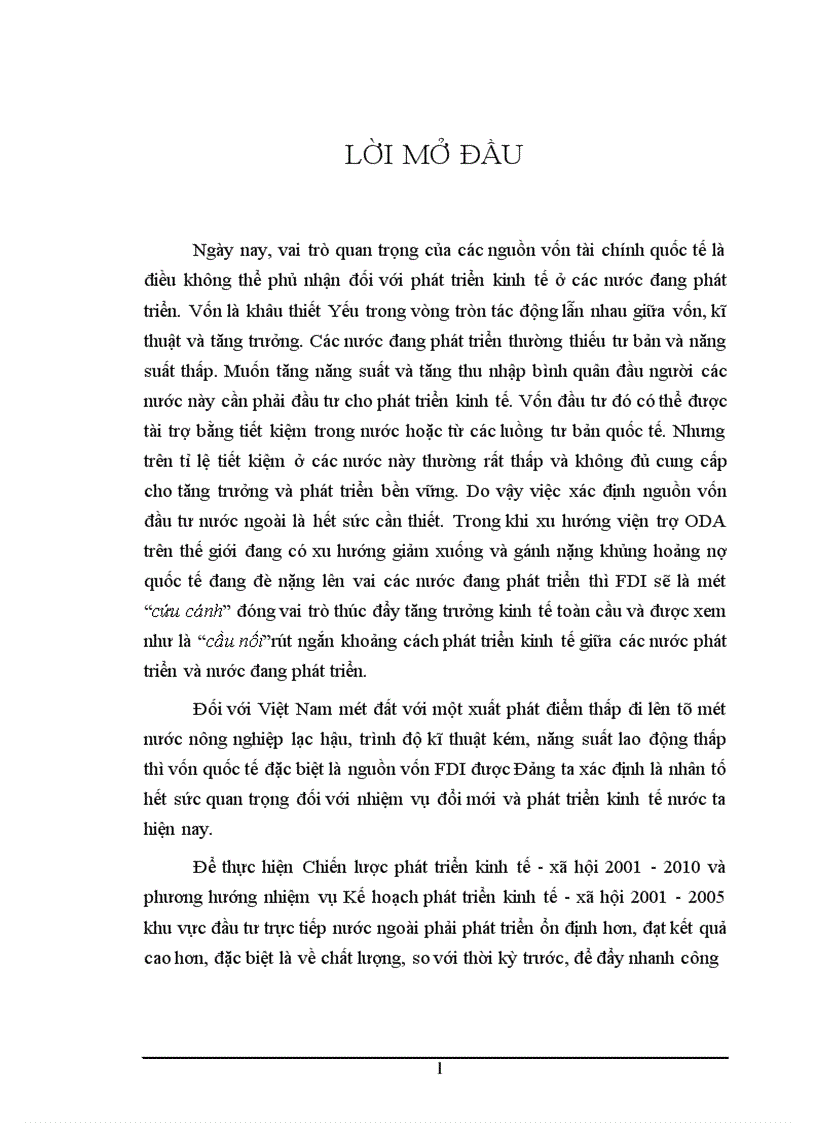 Thu hút đầu tư trực tiếp nước ngoài của Việt Nam từ 2000 đến nay Thực trạng và giải pháp 1