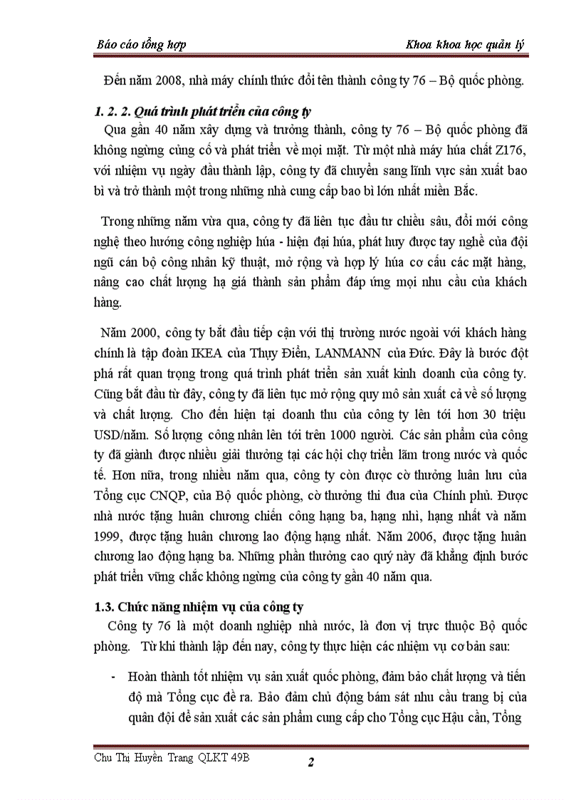 image for page Báo cáo thực tập tại công ty 76 Bộ quốc phòng