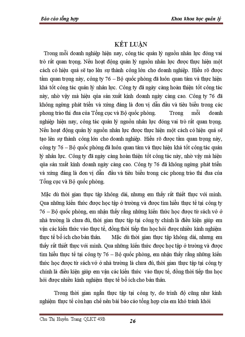 image for page Báo cáo thực tập tại công ty 76 Bộ quốc phòng