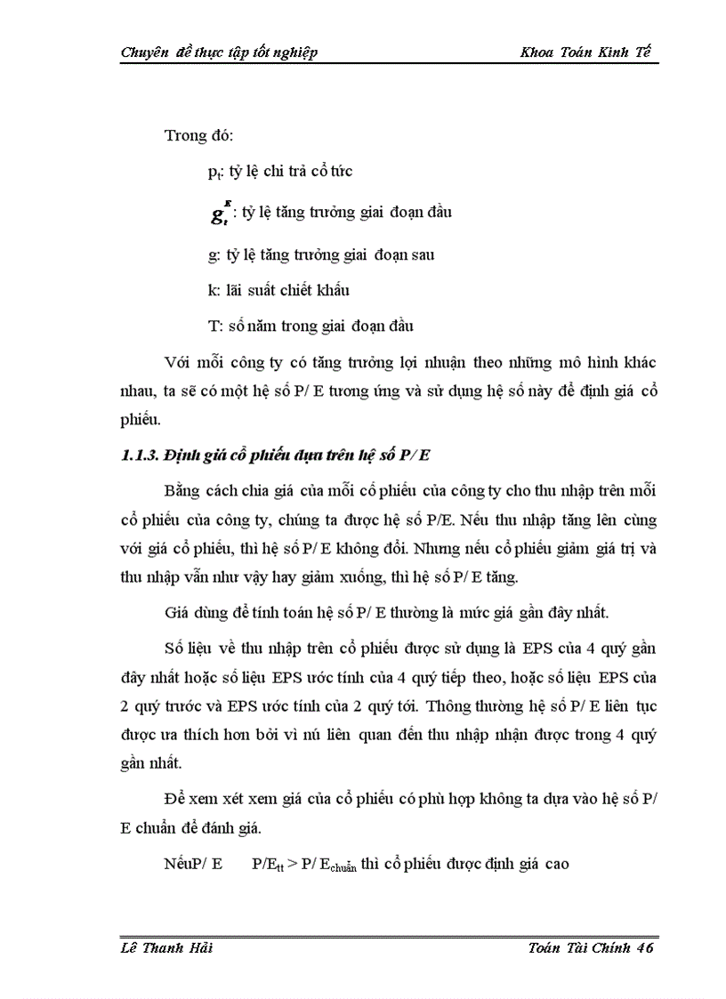 image for page Sử dụng một số hệ số tài chính trong định giá cổ phiếu trên thị trường chứng khoán Việt Nam 1