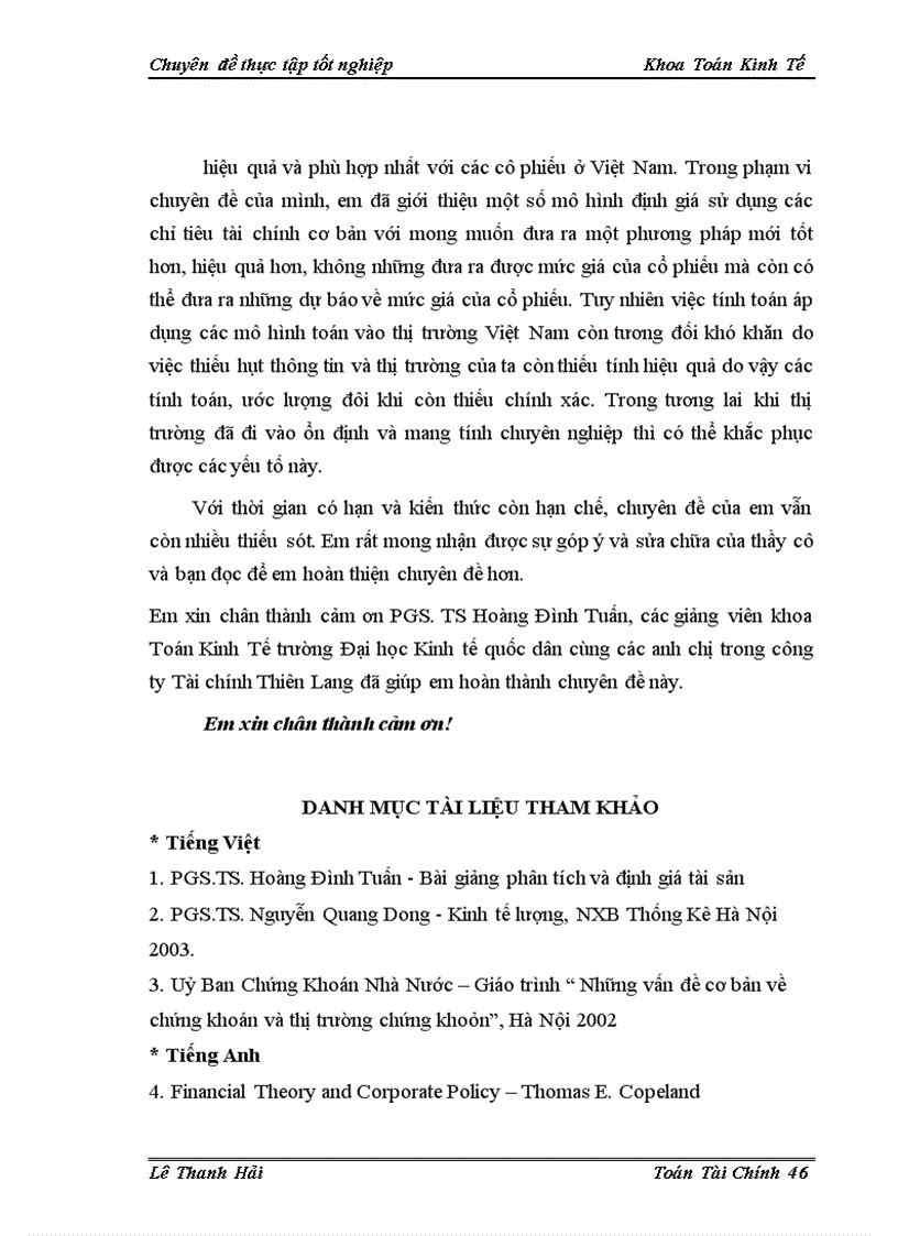 image for page Sử dụng một số hệ số tài chính trong định giá cổ phiếu trên thị trường chứng khoán Việt Nam 1