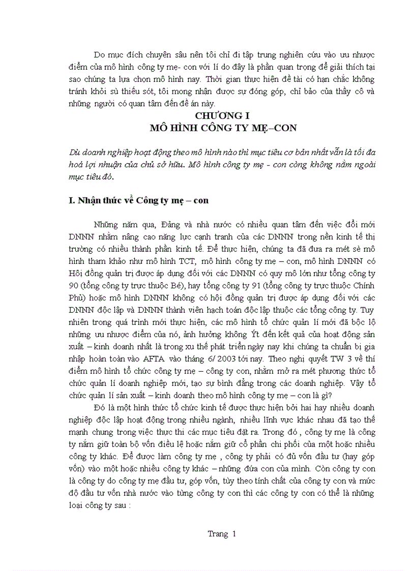 image for page Cơ sở khoa học của mô hình công ty mẹ công ty con