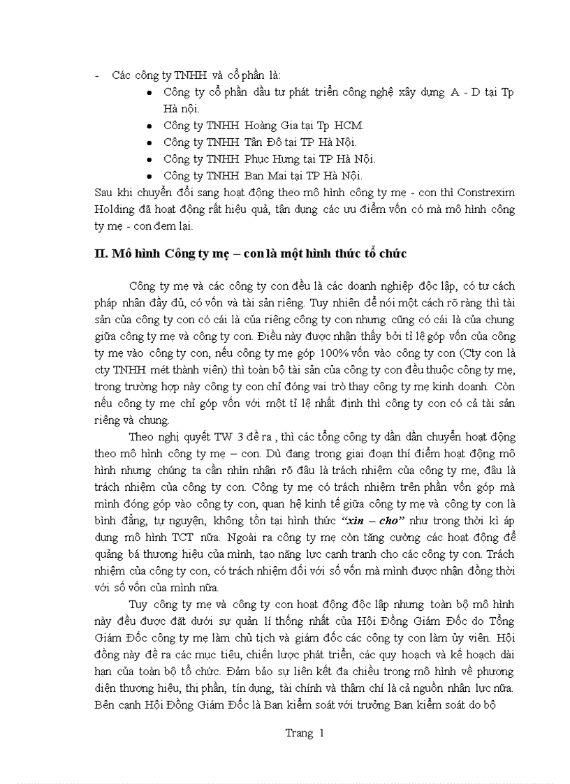 image for page Cơ sở khoa học của mô hình công ty mẹ công ty con