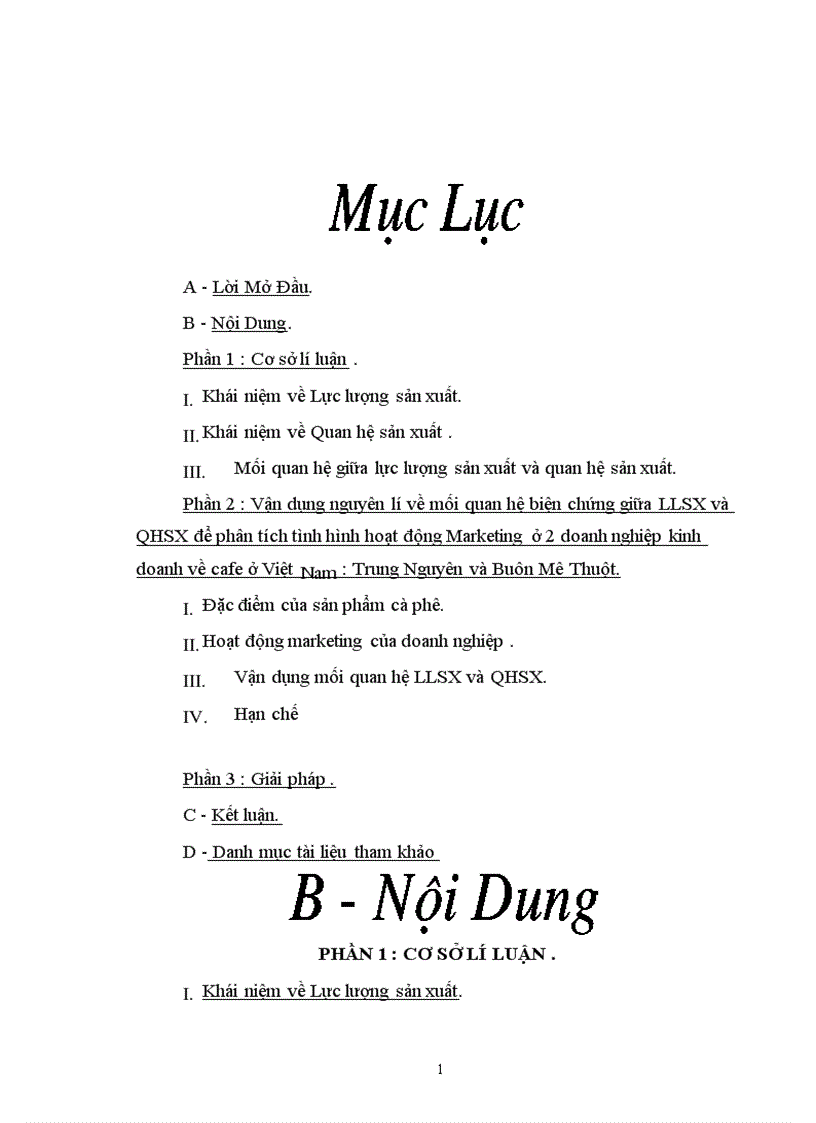 image for page Vận dụng nguyên lý về mối quan hệ biện chứng giữa LLSX và QHSX để phân tích tình hình hoạt động Maketting ở 2 doanh nghiệp kinh doanh về cafe ở Việt Nam