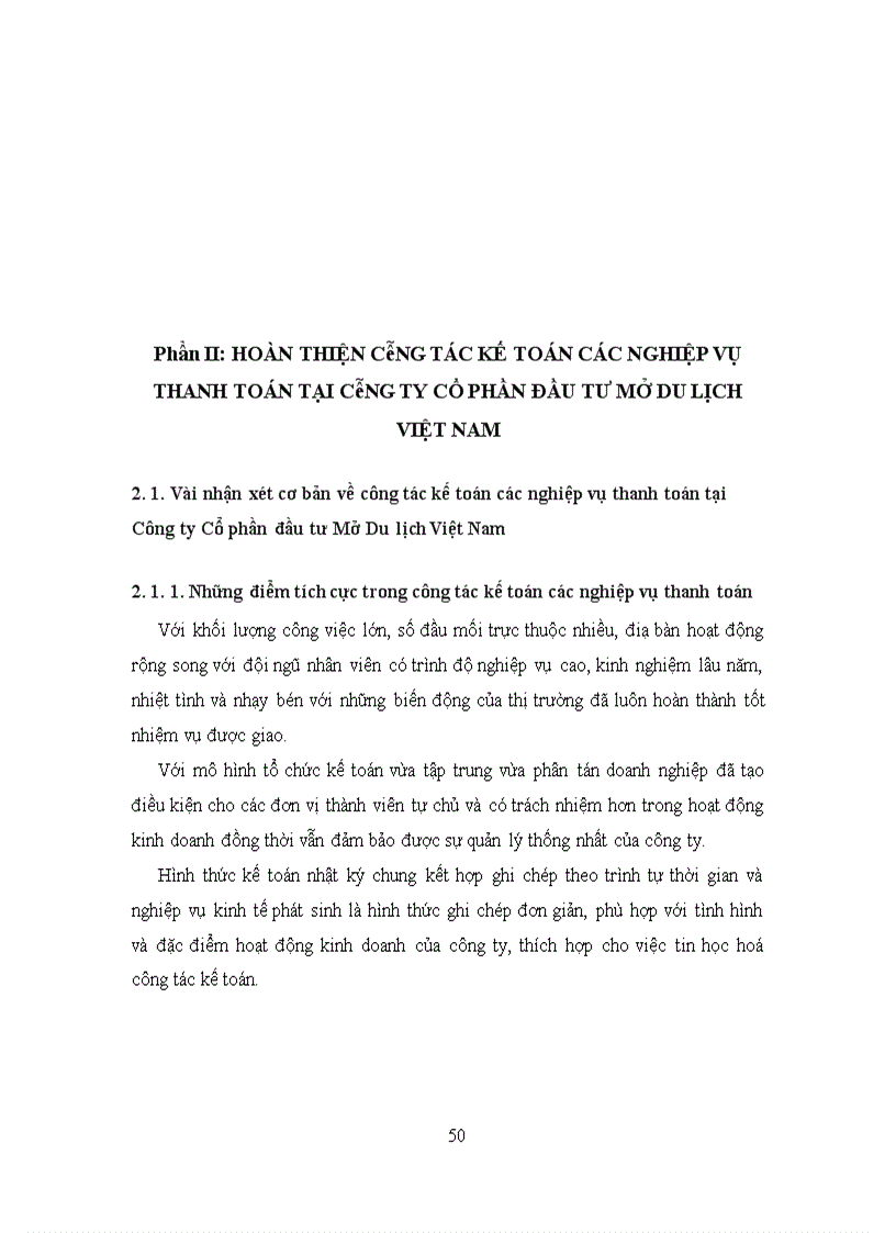image for page Hoàn thiện công tác kế toán các nghiệp vụ thanh toán tại Công ty Cổ phần đầu tư Mở Du lịch Việt Nam 1