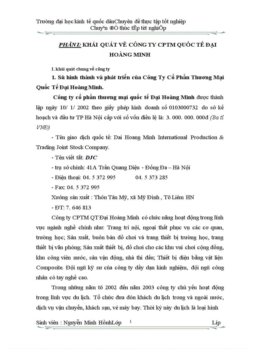 image for page Hạch toán tiêu thụ thành phẩm và xác định kết qủa tiêu thụ ở Công ty CPTM Quốc Tế Đại Hoang Minh