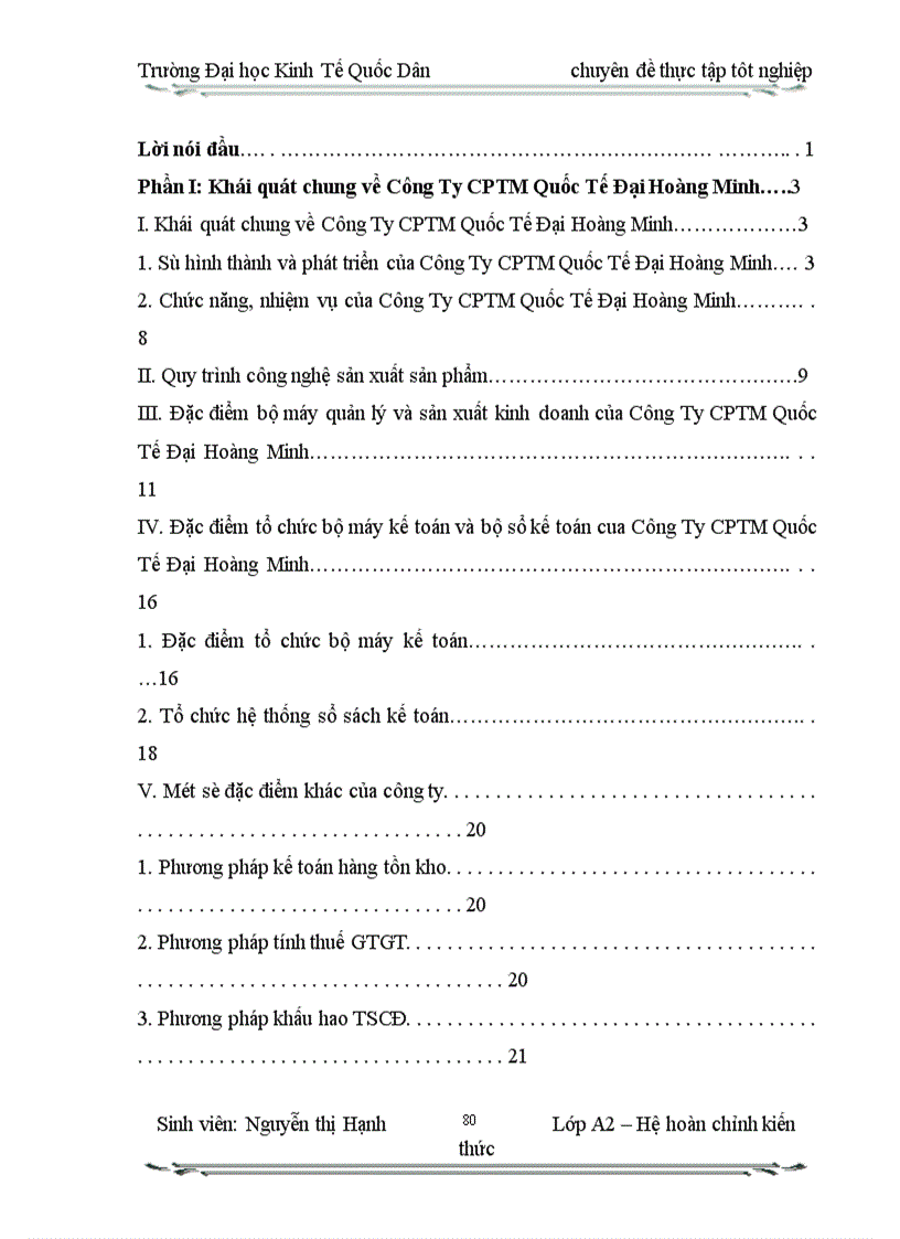 image for page Hạch toán tiêu thụ thành phẩm và xác định kết qủa tiêu thụ ở Công ty CPTM Quốc Tế Đại Hoang Minh