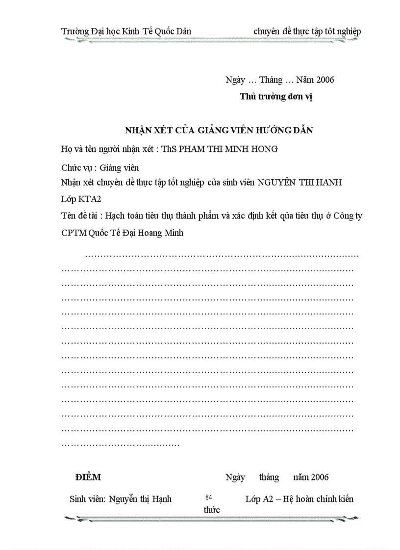 image for page Hạch toán tiêu thụ thành phẩm và xác định kết qủa tiêu thụ ở Công ty CPTM Quốc Tế Đại Hoang Minh