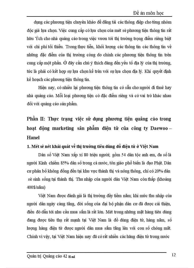image for page Thực trạng việc sử dụng phương tiện quảng cáo trong hoạt động marketing sản phẩm điện tử của công ty Daewoo Hanel 1