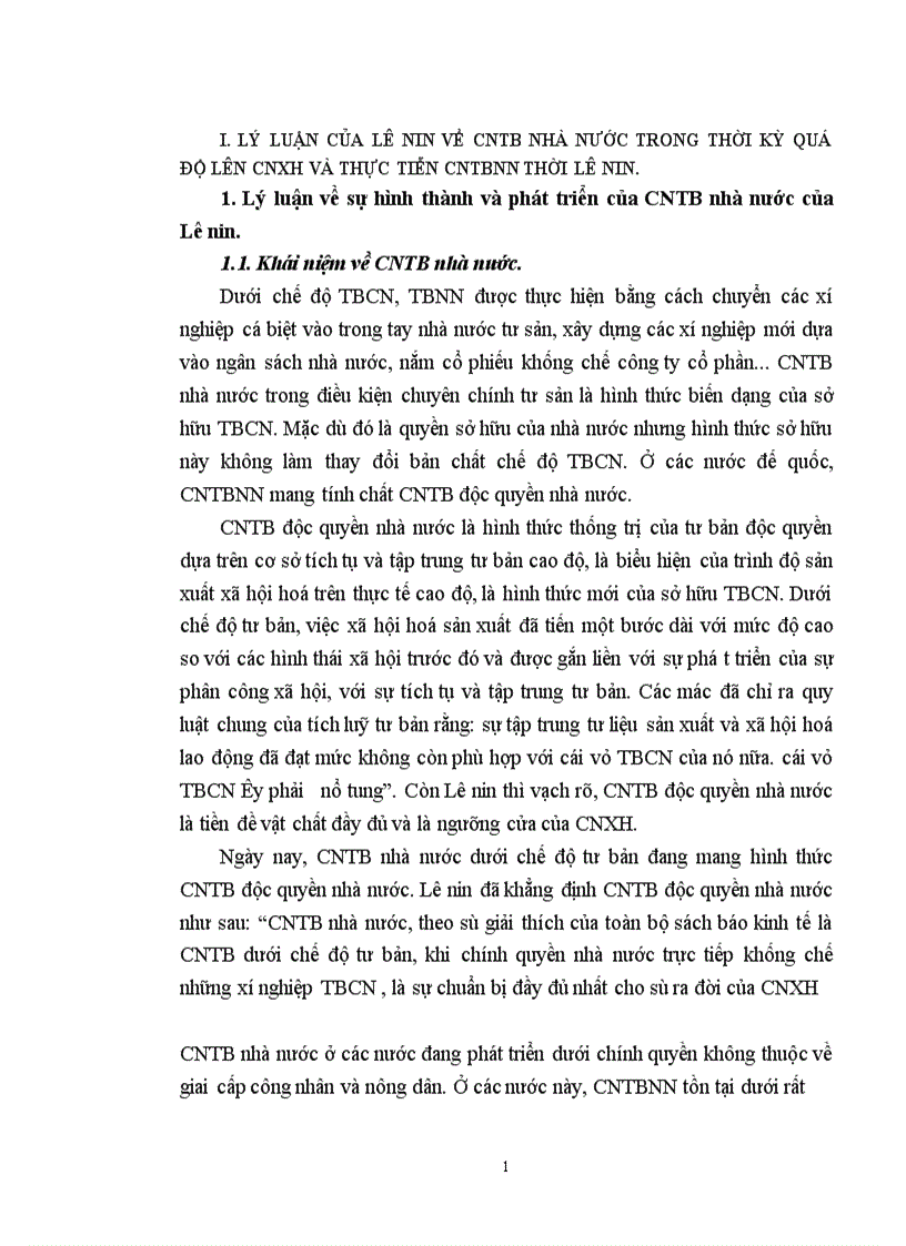 Sự vận dụng lý luận của Lê nin về CNTBNN trong thời kỳ quá độ lên CNXH ở Việt Nam 1