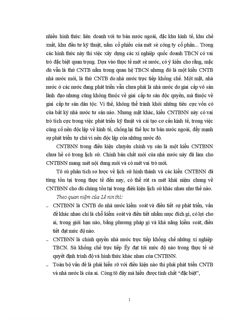 Sự vận dụng lý luận của Lê nin về CNTBNN trong thời kỳ quá độ lên CNXH ở Việt Nam 1