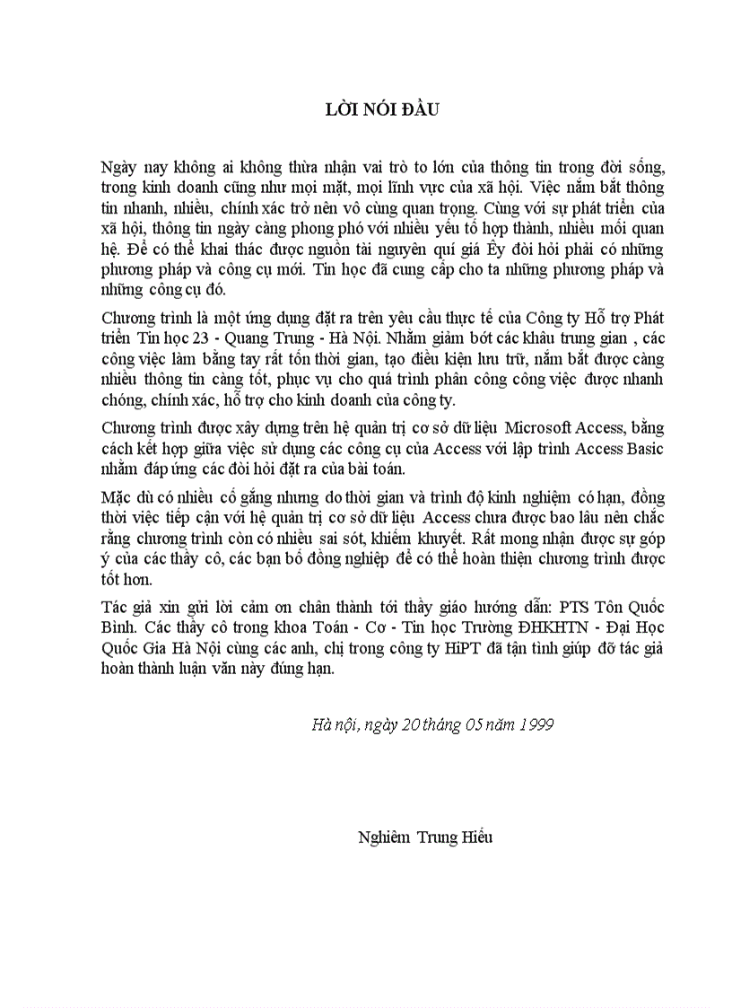 image for page Tổ chức dữ liệu của chương trình trên Access