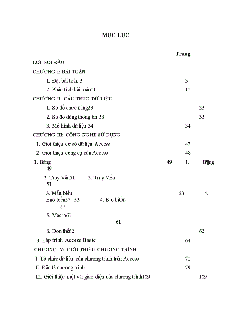 image for page Tổ chức dữ liệu của chương trình trên Access