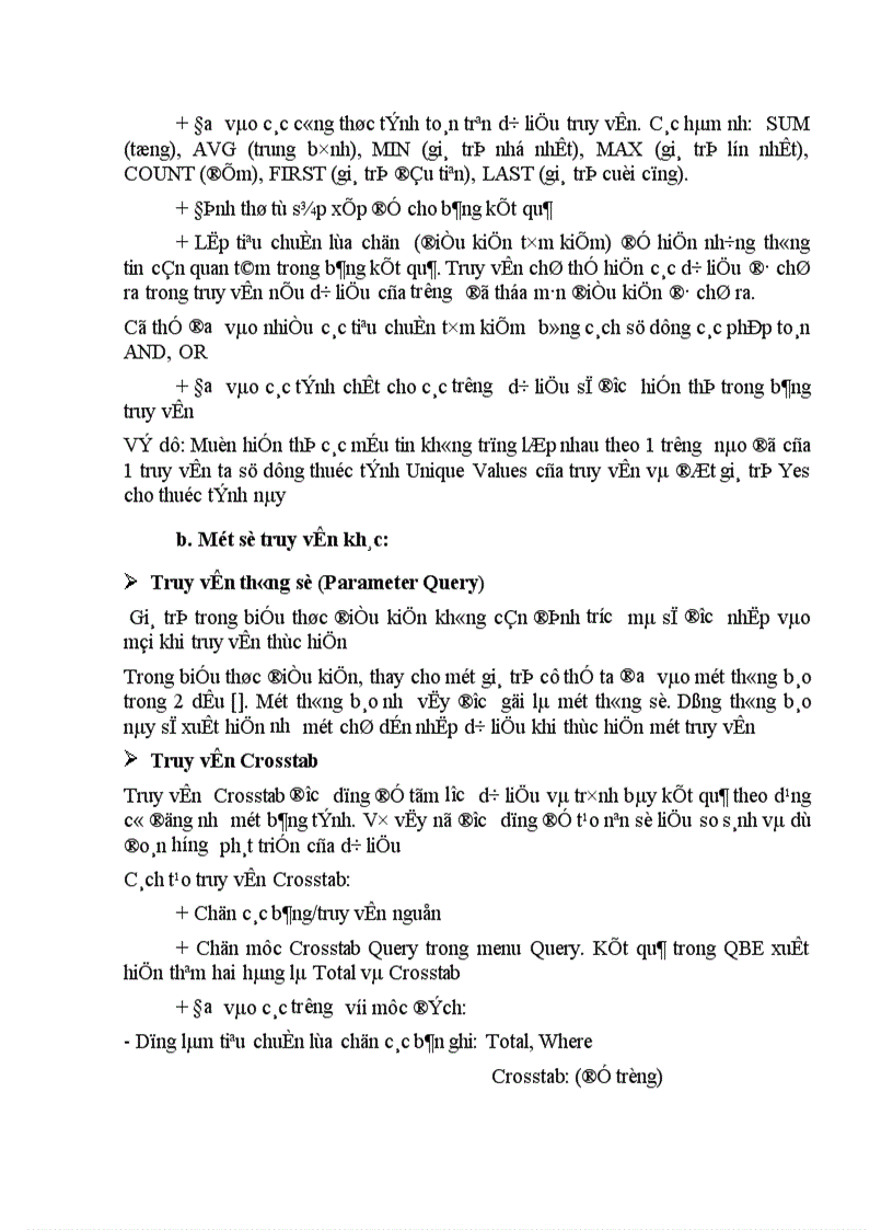 image for page Tổ chức dữ liệu của chương trình trên Access