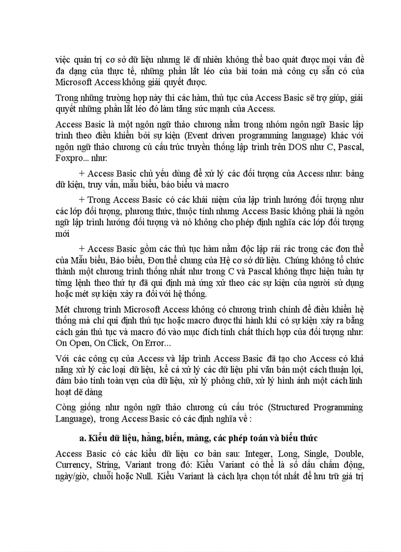 image for page Tổ chức dữ liệu của chương trình trên Access