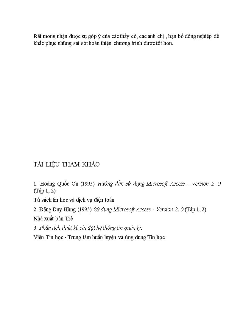 image for page Tổ chức dữ liệu của chương trình trên Access