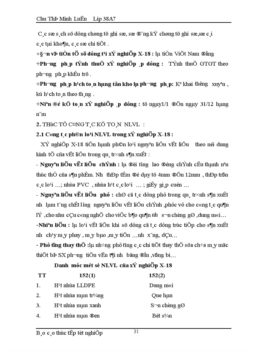 image for page Kế toán nguyên liệu vật liệu tại xí nghiệp X 18 công ty Hà Thành BQP 1